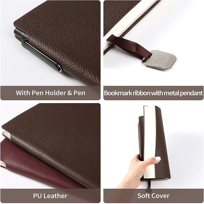 A5 Lined Journal Notebook for Women 160 Pages PU Leather Journaling for Writing