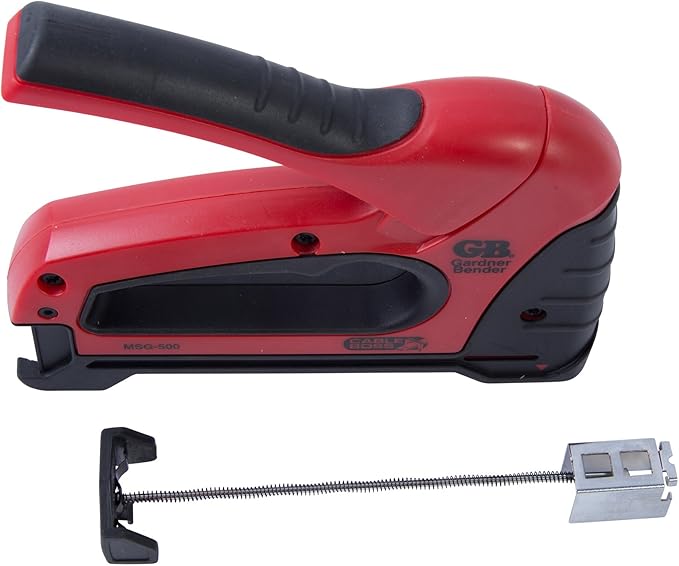 Gardner Bender MSG-501 Heavy-Duty Cable Boss Staple Gun, Professional Grade, Secures (NM) Coax, & Low-Volt Cable, Red