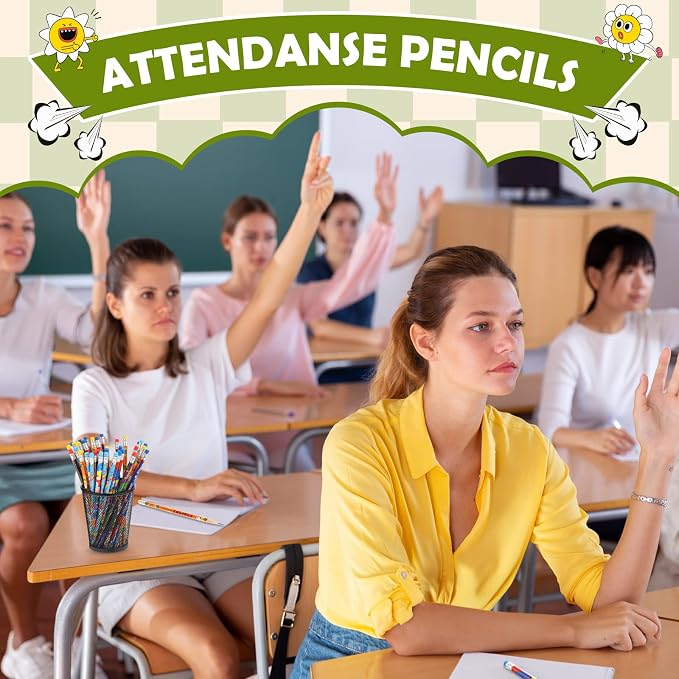 Handepo 144 Pcs Attendance Pencils with Eraser Bulk Back to School Assorted Wooden Pencils Student Preschool Kindergarten Primary School Classroom Carnival Prize Educational Geography Learning Tool