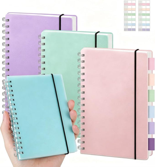 PAIKIUU 3.5 x 5.5in Spiral Notebooks College Ruled, Mini Spiral Notebook, Waterproof (Blue)