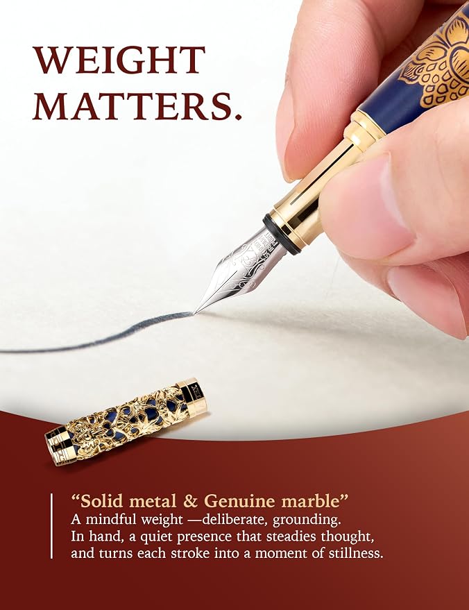 ARTEX Luxury Fountain Pen - Museum Art Collections - Crafting Timeless Beauty - the Best Gift & Office Desk Decor, German SCHMIDT Fine Nib, Solid Metal