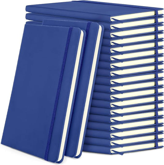 Honoson 20 Pack A5 Lined Journal Notebooks Hardcover Executive Notebook 5.5" x 8.3" PU Leather Wide Ruled Journals Bulk 160 Pages for Back to School Supplies Office Business Home (Royal Blue)