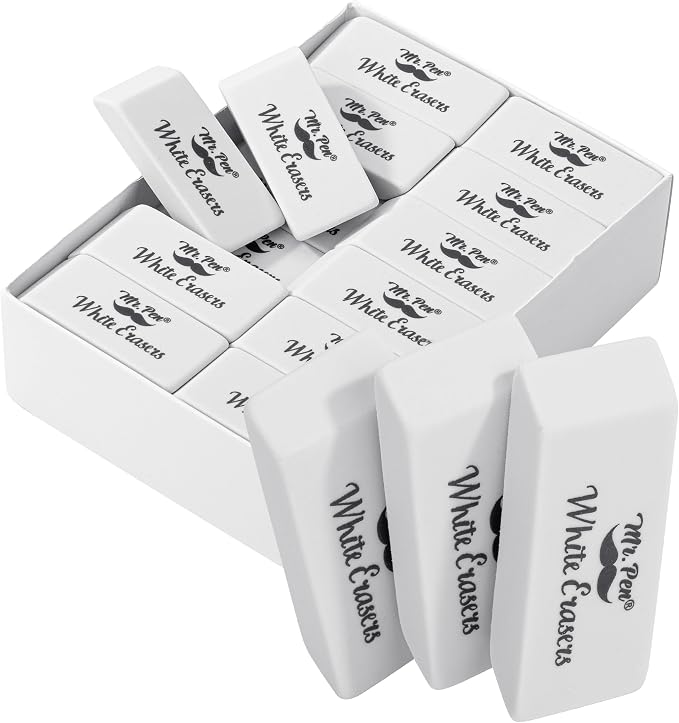 Mr. Pen- White Pencil Eraser, 36 Pack | Large Latex Free Block Erasers Bulk for School, Office, Art Sketching, Homework, Exams, Clean Smudge-Free Correction