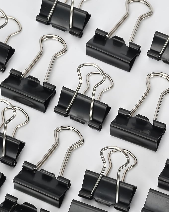 Binder Clips, 50 Pack, 0.75 in Small Paper Clips for Office, (Black)