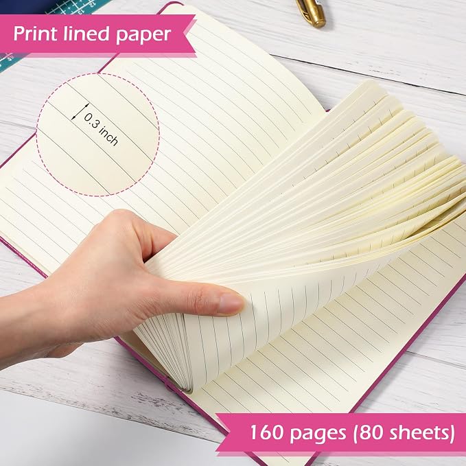 Honoson 20 Pack A5 Lined Journal Notebooks Hardcover Executive Notebook 5.5" x 8.3" PU Leather Wide Ruled Journals Bulk 160 Pages for Back to School Supplies Office Business Home (Rose Red)