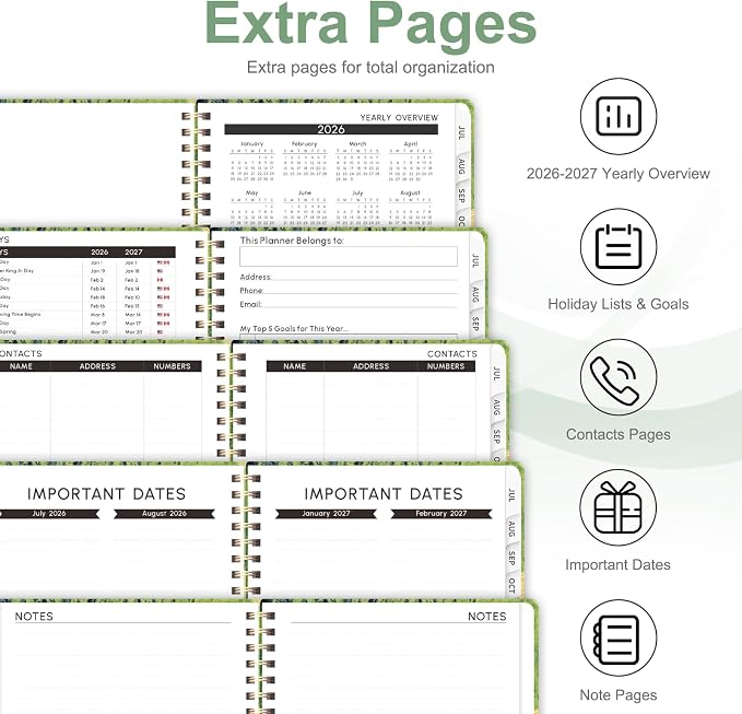Planner 2026-2027, Weekly and Monthly Academic Year Calendar Planner, July 2026 - June 2027, Daily Agenda Book for Office School Supplies, A5(6.3'' x 8.5'')