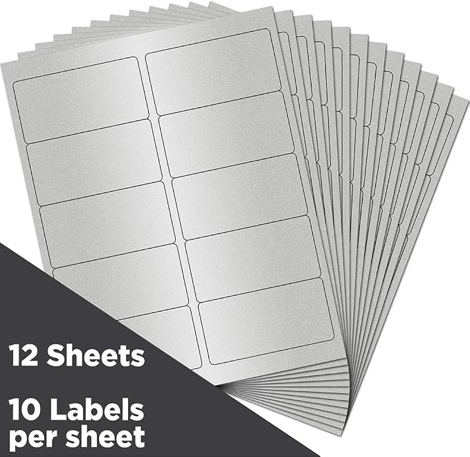 JAM PAPER Shipping Address Labels - Standard Mailing - 2 x 4 - Silver Metallic - 120/Pack