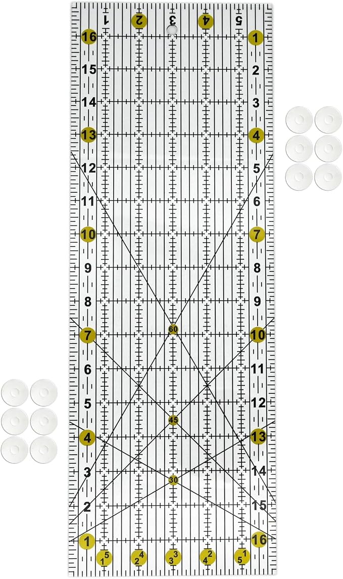 Quilting Ruler,Quilting Templates,Sewing Quilt Rulers,Acrylic Curved Corner Cutter,Precision Fabric Cutting Patchwork Tool for Quilting Sewing Craft DIY Projects,Yellow 6"x17"