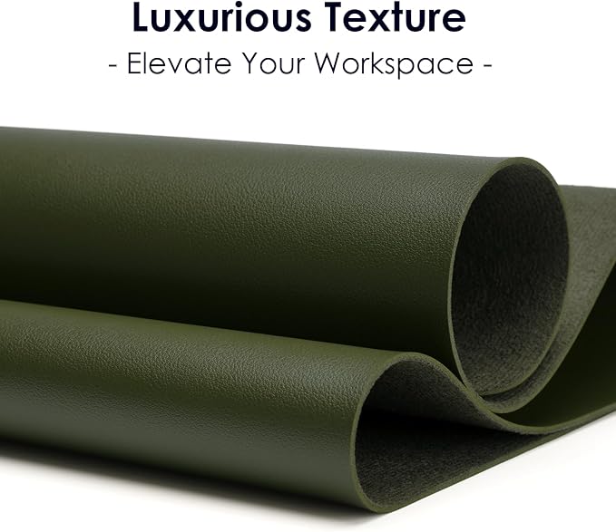 Leather Desk Pad Protector, Waterproof Mouse Pad, PU Desk Mat, Office Desk Cover, Desk Writing Mat for Office/Home/Work/Cubicle (Olive Green) 31.5x15.7 in