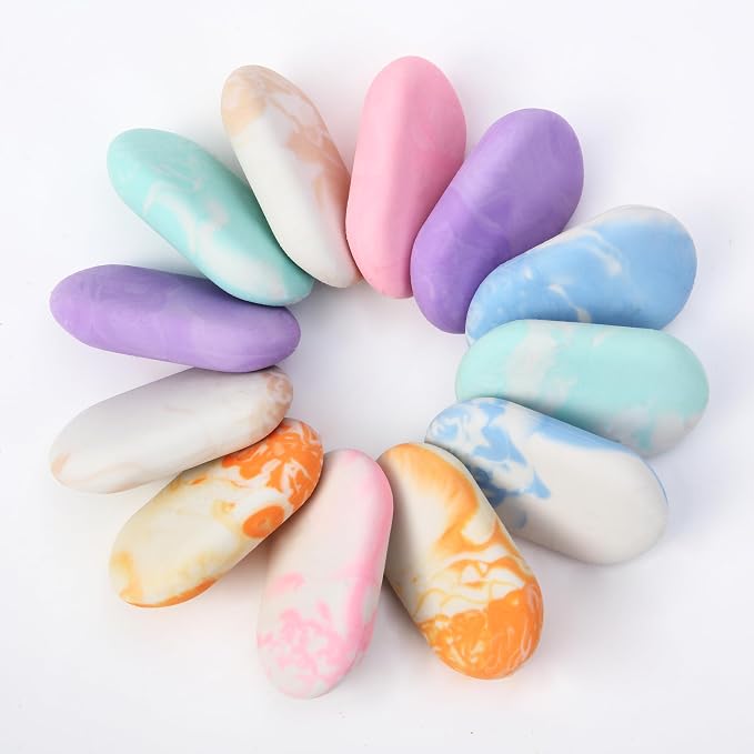 Mr. Pen- Marble Pencil Erasers, 12 Pack, 1" x 2" | Soft Rubber Marble Pencil Erasers for School, Office, Art Sketching, Homework, Exams, Clean Smudge-Free Correction
