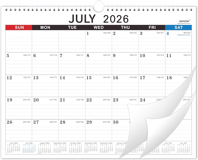 Calendar 2026-2027, 18 Months from July 2026 to December 2027,11.5" x 14.6", with Julian Date