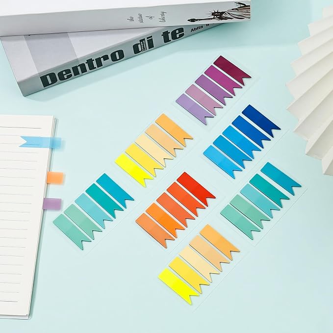 Temiary 1200 Pcs Transparent Sticky Index Tabs for Bible Study, Multicolor | Translucent Arrow Flag Tab Sticky Notes for Bookmarks Bible Tabs Notebook School Supplies