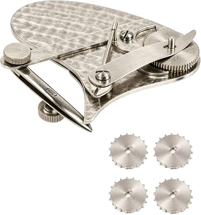 Mechanical Gear Train Ruling Pen - Vintage Precision Dotting Pen Set with 4 Brass Dotting Wheels, Blueprint Drafting Tool for Architects, Designers, Engineers, Technical Drawing Kit (Silver)
