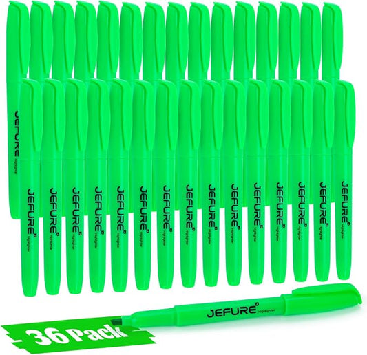 36 Pcs Highlighters, Chisel Tip, Quick Dry, Green | Bible Highlighters, Ideal for Studying, Note-Taking, School, College, Office, Teacher & Student Supplies