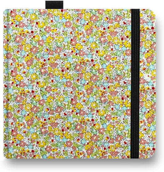 5x5 Handy Portable Handmade Cloth Fabric Hardcover Sewing Binding Travel WaterSketchbooks Watercolor Paper 140LB/300gsm 20Sheets/40Pages Journal Mixed Media Pad Notebook Coral Flower