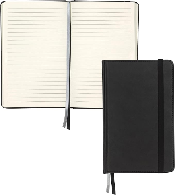 Samsill Classic Hardcover Notebook, 240 Lined Notebook Pages, Black, 5.25 x 8.25 Inch