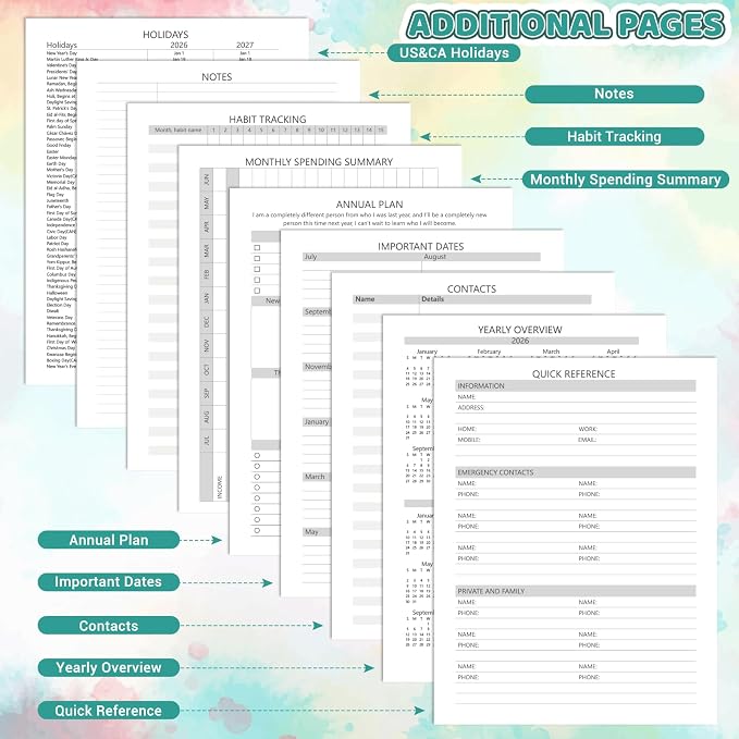 Academic Planner 2026-2027, 8.5" x 11", Hardcover Weekly Planner, Tree | Calendar Planner July 2026 - June 2027, Agenda Book with Tabs, Inner Pocket and Sticker for Office & School, A4