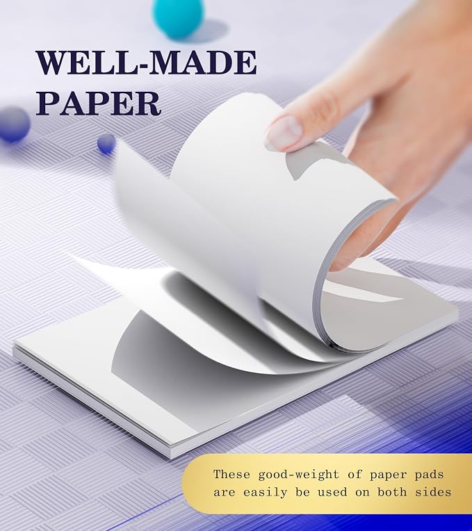 Note Pads 3x5 Small Memo Pads, 12 Pack Server Note Pads, Scratch Pads 3x5, Mini Note Pad White Paper 3''x5'', 50 Sheets per Blank Notepads, Small Writing Pads for Office School Home Supplies