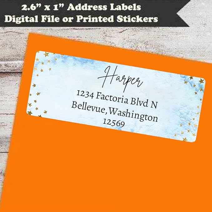 LINMAGCO Personalized Return Address Labels Gold 500 Pcs Mail Labels for Envelopes Weddings Self Adhesive Rectangle Elegant Name Stickers……