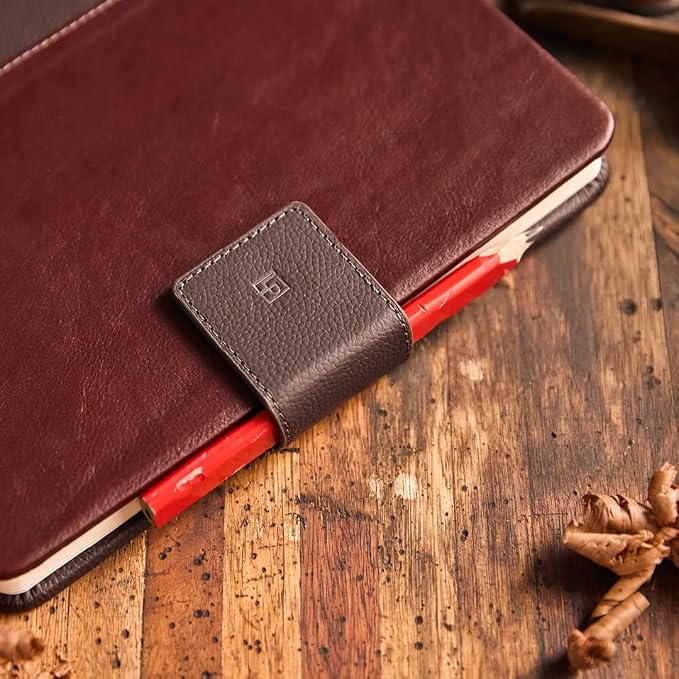 Leatherpress Luxury Leather Sketchbook, Hardcover Drawing Notebook | Pen Loop/Magnetic Closure, Acid Free 150gsm Thick Paper, Full-Grain Leather Artisan Collection (9.3” x 7.8” x .9”)