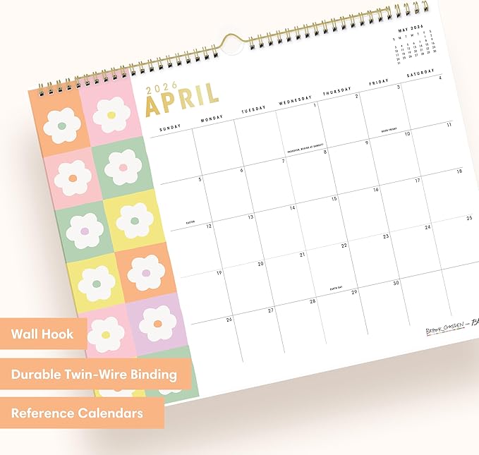 Blue Sky 2026-2027 Monthly Academic Wall Calendar, 15"x12", Daisy Checkers | 15-Month, April 2026 - June 2027, Twin Wire Binding, Colorful Interior, Office And Classroom, Academic Year, Brook Gossen