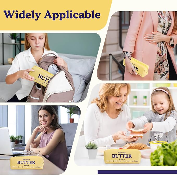 Funny Butter Sticks Soft Pencil Case Pouch College School Supplies, Pencil Box with Zipper for Teen Girls Boys Women Men Adults, Pen Bag Back to School Essentials Stationary Gift for Student Teacher