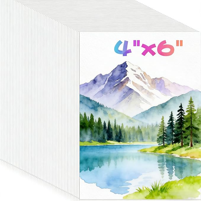 100 Sheets Watercolor Paper, 4"x6" Water Color Paper, Loose Drawing Paper | 140lb/300gsm White Water Color Paper for Artists Drawing Coloring Sketching Painting, Arts & Crafts Supplies for Kids Adults