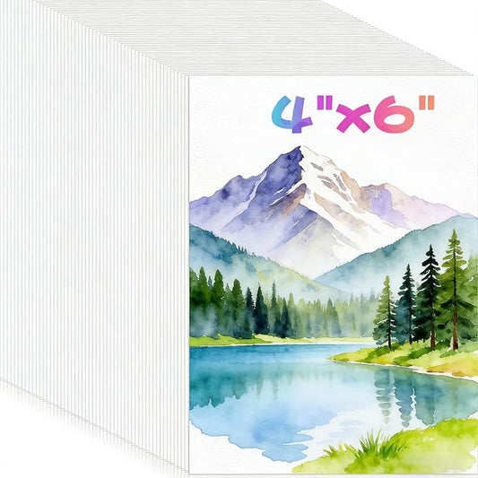 100 Sheets Watercolor Paper, 4"x6" Water Color Paper, Loose Drawing Paper | 140lb/300gsm White Water Color Paper for Artists Drawing Coloring Sketching Painting, Arts & Crafts Supplies for Kids Adults