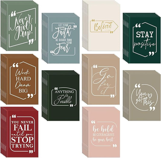 Fulmoon 50 Pcs Mini Notebooks Bulk Small Inspirational Pocket Notebooks Mini Journals Bulk Employee Appreciation Gifts Motivational Notepads for First Day of School Teacher Coworkers (Joyous Colors)
