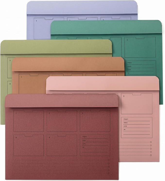 Mr. Pen- Paper Pocket File Folder, 6 Pack, Assorted Colors, Letter Size | File Jacket Flat Folder, For School, Office, Buisness Home