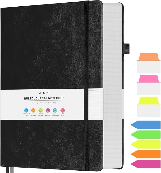 College Ruled Notebook B5, 312 Numbered Pages Diary, Lined Leather Journal | Extra-Thick with 2X Writing Space, 100gsm No Bleed Paper, Hardcover, Lay-Flat, for Work, School, Meeting Notes & Journaling