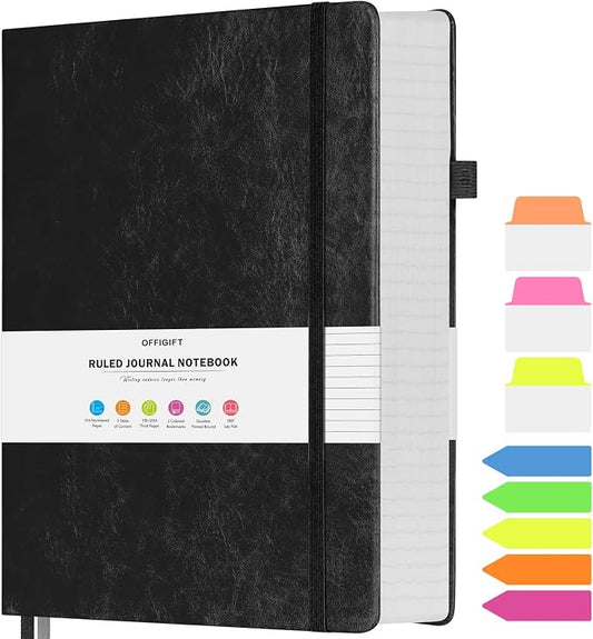 College Ruled Notebook B5, 312 Numbered Pages Diary, Lined Leather Journal | Extra-Thick with 2X Writing Space, 100gsm No Bleed Paper, Hardcover, Lay-Flat, for Work, School, Meeting Notes & Journaling