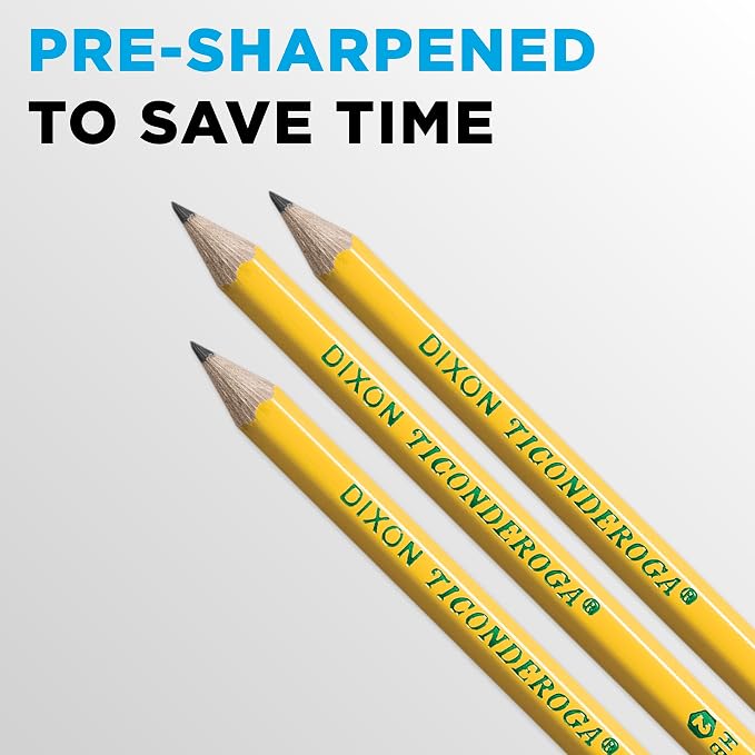Ticonderoga Wood-Cased Pencils, Pre-Sharpened, 2 HB Soft, Yellow, 240 Count
