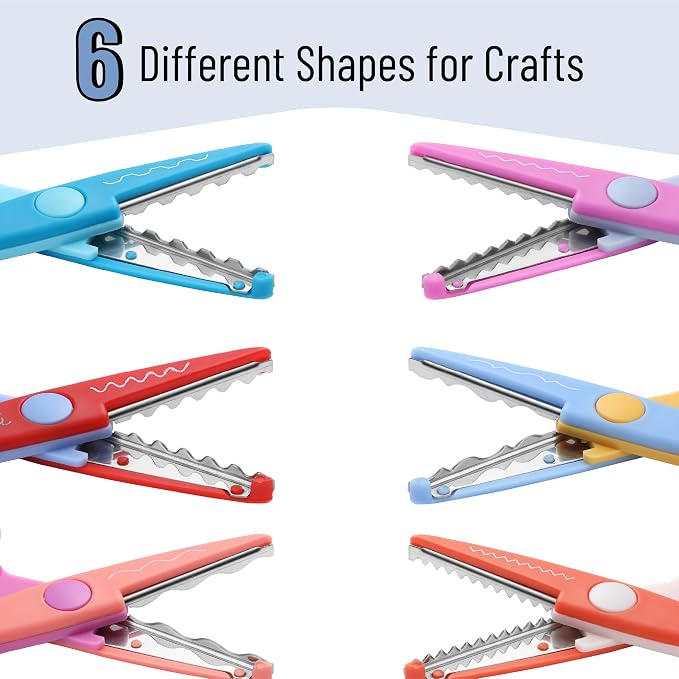Mr. Pen- Craft Scissors Decorative Edge, 6 Pack, Spring Colors | Zig Zag Scissors for Crafting, Scrapbooking, Fancy, Pattern, Design