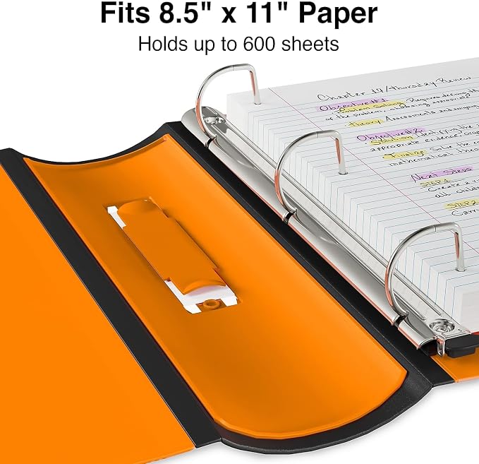 Staples Better Binder 3 Inch 3-Ring Binder, Orange, Wide Spine View Binder with Locking Rings, Durable Office Binder, 2 Pack