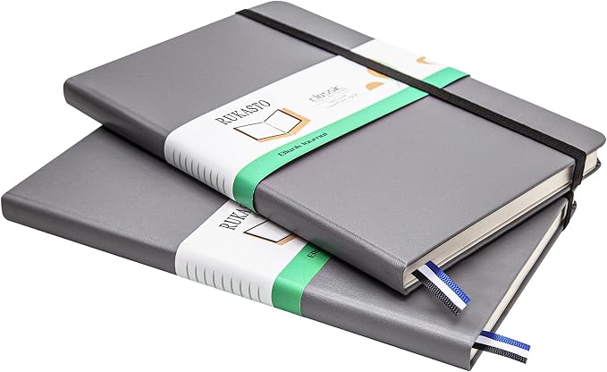Hardcover Notebook Blank Journal Sketchbook for Drawing, Medium 5.5 by 8.4 Inch, 100 GSM Thick Paper (Grey, Plain)