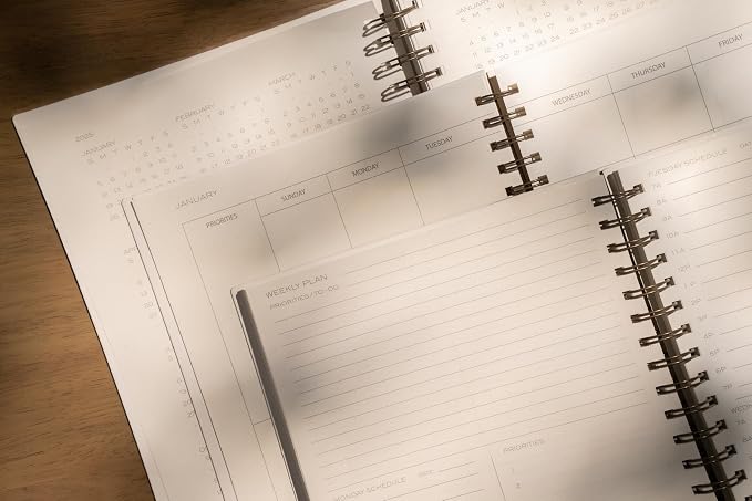 Anecdote Spiral Planner w/2026-2027 Calendar (8.5" x 10") | Start Anytime - 52 Weeks, Undated Planner Pages | To-Do List Organizer, Plan Your Success, Achieve Productivity Goals (Mustard)