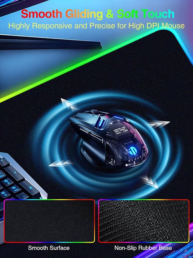 Magnetic Wireless Charging Mouse Pad Gaming, 31.5"x15.8" Large Desk Mat | RGB Mousepad, Smooth Glide, Stitched Edge, Non-Slip Rubber Base, Desk Pad Computer Keyboard Mat, No Adapter