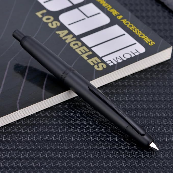 Jinhao 20 Press Retractable Fountain Pen Extra Fine Nib with Converter Resin Writing Gift Pen, Matte Black