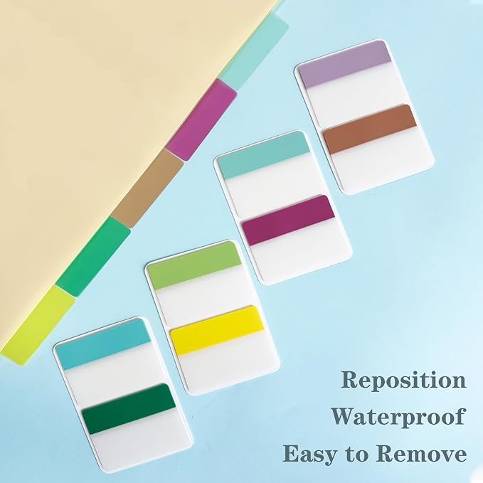 ELII 500 PCS Sticky Index Tabs 21 Sets, Colorful Book Tabs for Notebooks | Sticky Tabs,Page Tabs, Page Markers ,Self Adhesive,Index Labels,Safety Material, Smooth Writing,Transparent,Repositionable