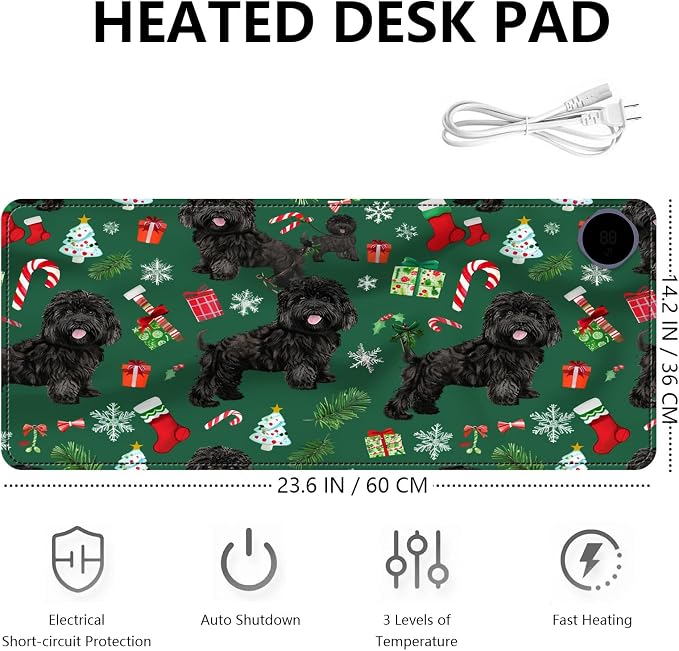 Heated Mouse Pad with 3 Levels Heated & 3 Hours Auto Shut-Off Mouse Pad for Warming Hands in Office Home, 23.6" x 14.2"Large Safe Desk Mat Hand Warmer Dog
