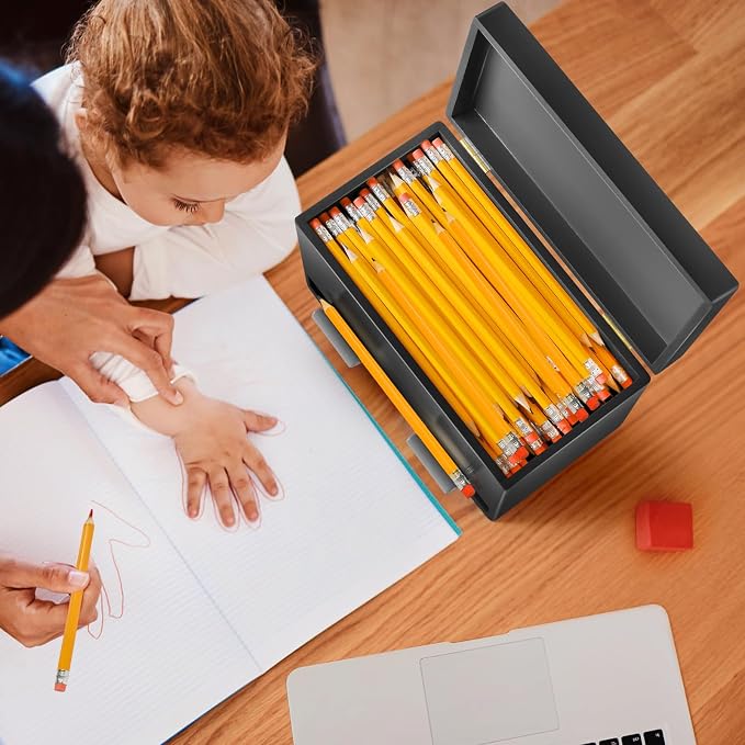Aigybobo Pencil Dispenser for Classroom, Wooden Pencil Holder for Desk, Teacher Must Haves for Organization and Storage, Pencils Straw Dispenser for Classroom Office Kitchen Restaurant