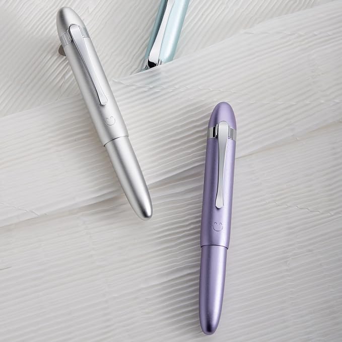 HONG DIAN M1 Fountain Pen Extra Fine Nib, Silver & Submarine Shape Aluminium Short Mini Pocket Travel Pen