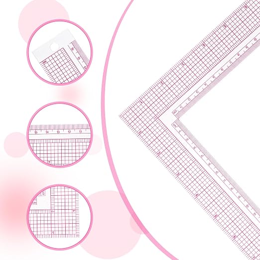 Plastic L-Square Ruler, 1 PCS 90 Degree Measure Tailor Ruler Clear Square Framing Fabric Sewing Measuring Supplies for Pattern Making