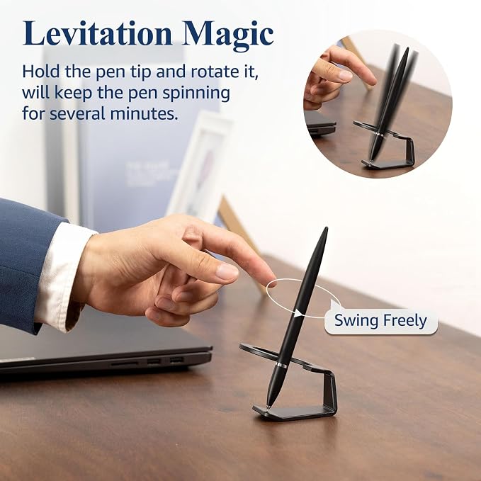 Magnetic Levitation Gel Ink Pen, Metal Luxury Gifts for Men & Women, Futuristic Floating Fidget Pen, Cool Tech Gadgets, Unique Office Desk Accessories for Him Dad Boss Teacher (Black)
