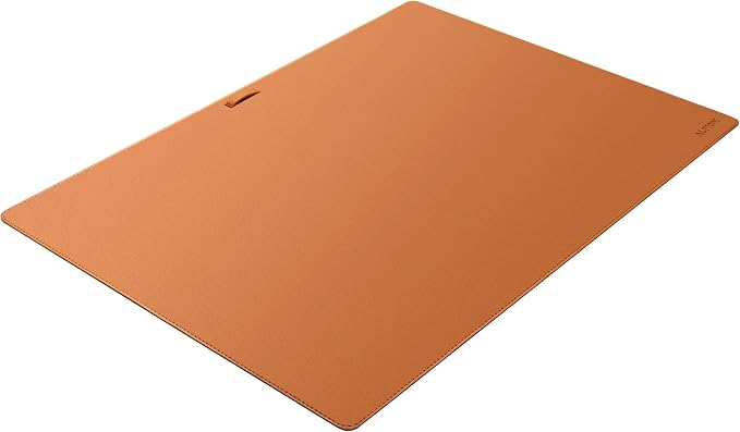 Leather Desk Mat Cable Organizer 23.6" x 17" | Premium Brown Vegan Leather Desk Protector Blotter Mouse Pad with Felt Non Slip Bottom for Home Office