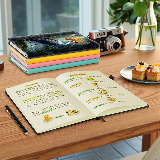 Hardcover Executive Notebooks, A5 PU Leather Lined Journal Notebook, 200 Pages Thick Paper Subject Notebooks for School,Work,Home Writing Business Notebook, Diary Book ，Cranes of Grace