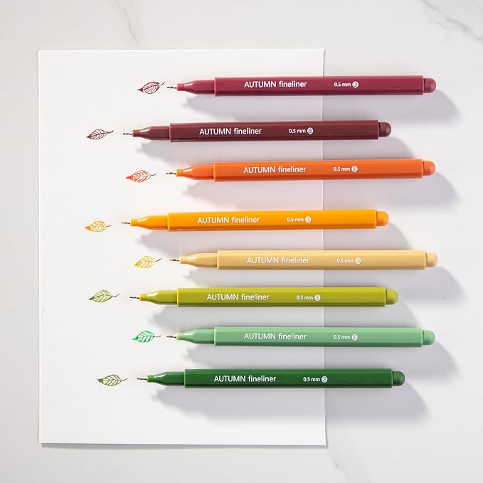 DIVERSEBEE Fine Tip Pens, 0.5mm Fine Point, Assorted Colors (Autumn) | 8 Bible Pens No Bleed Through Fineliners, Markers for Journaling, Bible Study Journaling Supplies and Accessories