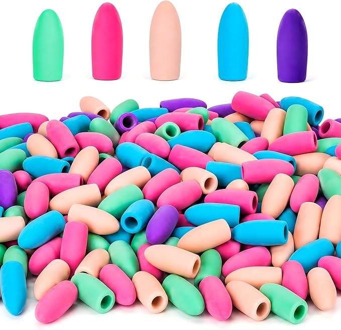 Sukh Cap Erasers for Pencils Pulk - 80 PCS Pencil Top Erasers Pencil Cap Toppers for Latex Free 5 Colors School Erasers Cap for Teachers Classroom Home and Office