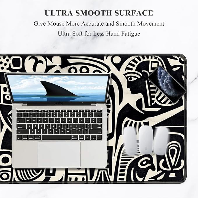 Auhoahsil Desk Mat, Ultra Large Mouse Pad, XXL Gaming Mousepad, Pretty Desk Pad, Big Extended Full Size Desktop Desk Matt for Keyboard, Laptop & Computer, 35.5 x 15.7 in, Ancient Egyptian Pattern